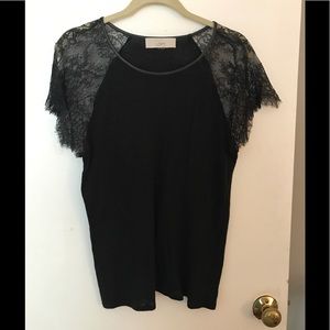 EUC Lace sleeve Loft Knit Blouse